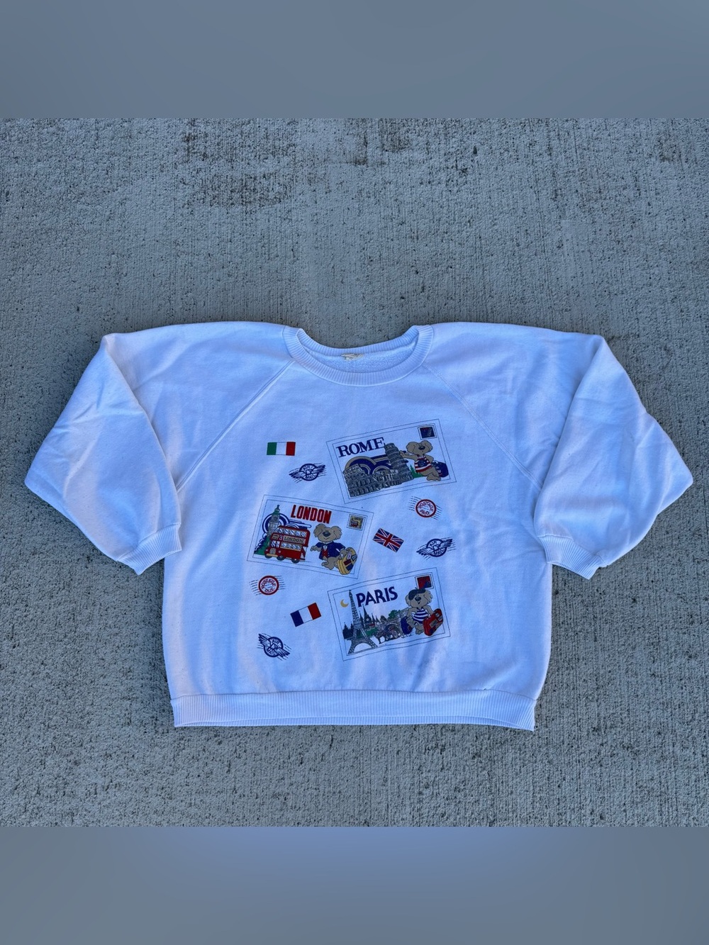 Vintage Bloomies Europe Sweater Souvenir Tourist Travel 80s 90s Sz M Youth